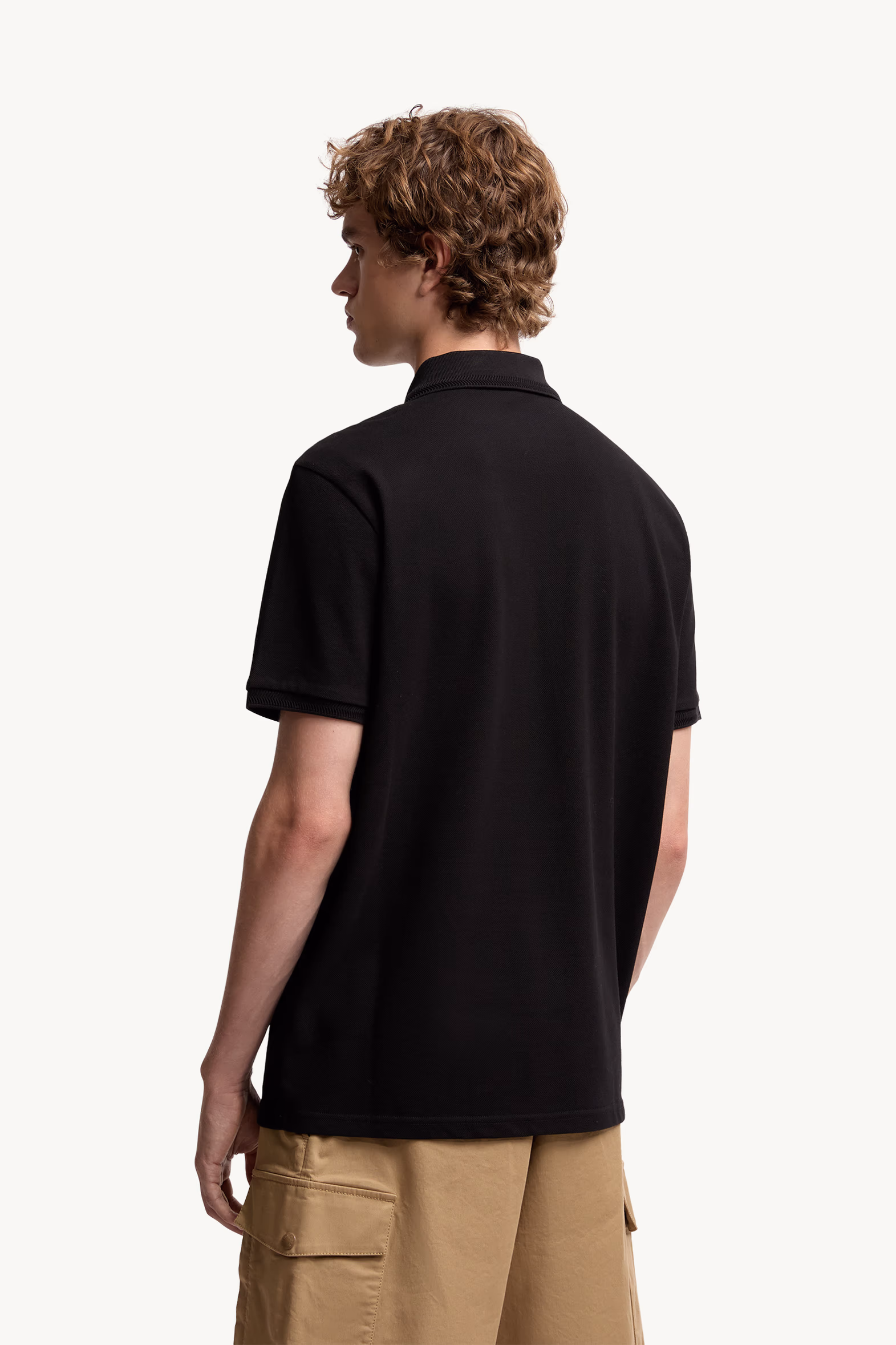 Polo de piqué de algodón con parche con logotipo Hombre Negro Moncler 5